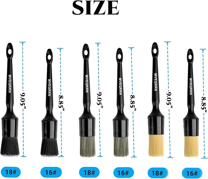 6pcs Car Detailing Brush Set-2pcs Boars Hair Car Detailing Brushes, Leather