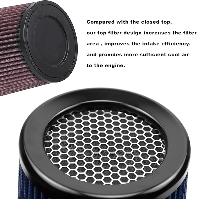 RYANSTAR RACING 76mm 3" High Flow Round Tapered Cone Cool Air Filter Cleaner