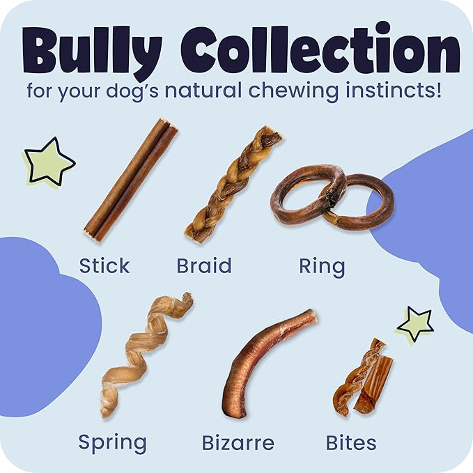 Pawstruck Natural 9” Braided Bully Sticks for Dogs - Tough, Long-Lasting, Rawhide-Free, Low Odor, Healthy Single Ingredient Chew Treat for Aggressive Chewers - 25 Count - Packaging May Vary