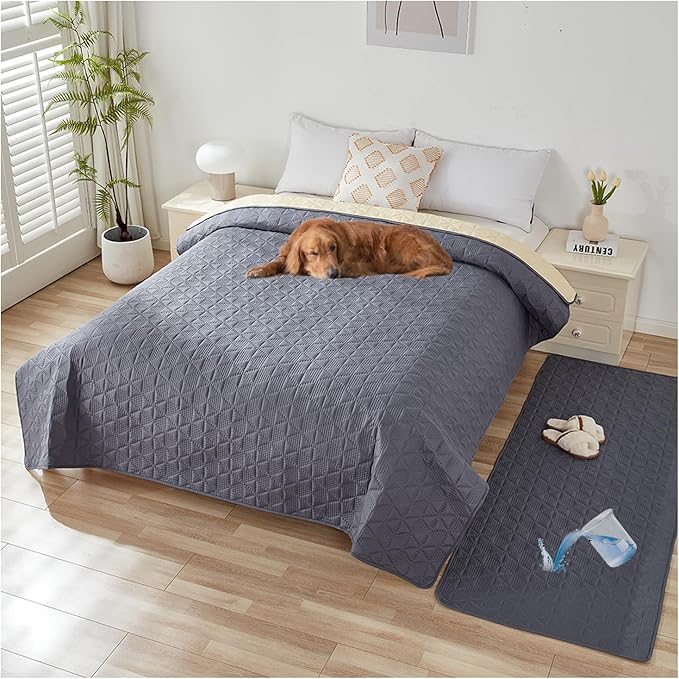 Waterproof Dog Bed Cover Pet Blanket, Soft Pet Couch Covers for Sofa Washable, Bed Couch Sofa Furniture Protector for Puppy Cat Kids (Grey,170 * 210 CM)