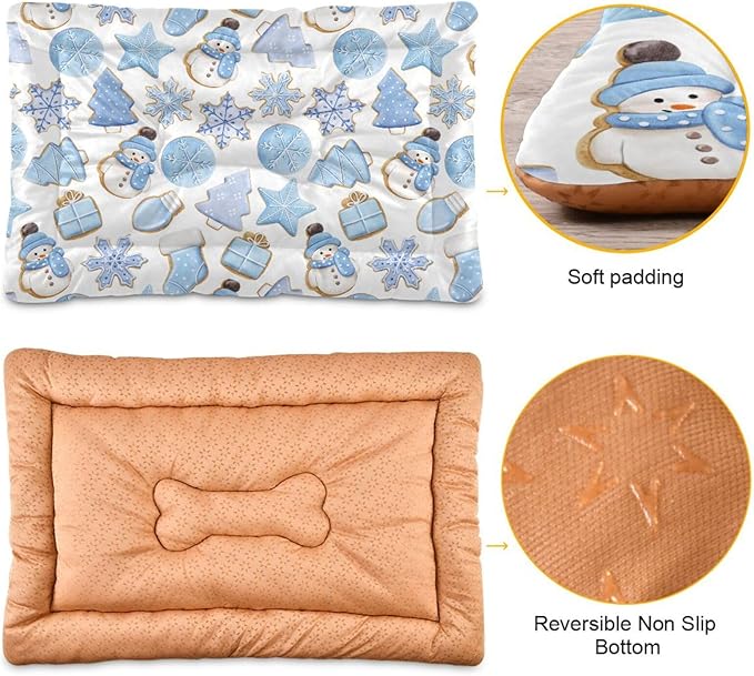 Christmas Gingerbread Cookies Pet Bed Cute Dog Bed Mat Absorbing Non Slip Pad Pet Sleeping Mat for Small, Medium, and Large Dogs Puppy Cat 24 in x 18 in