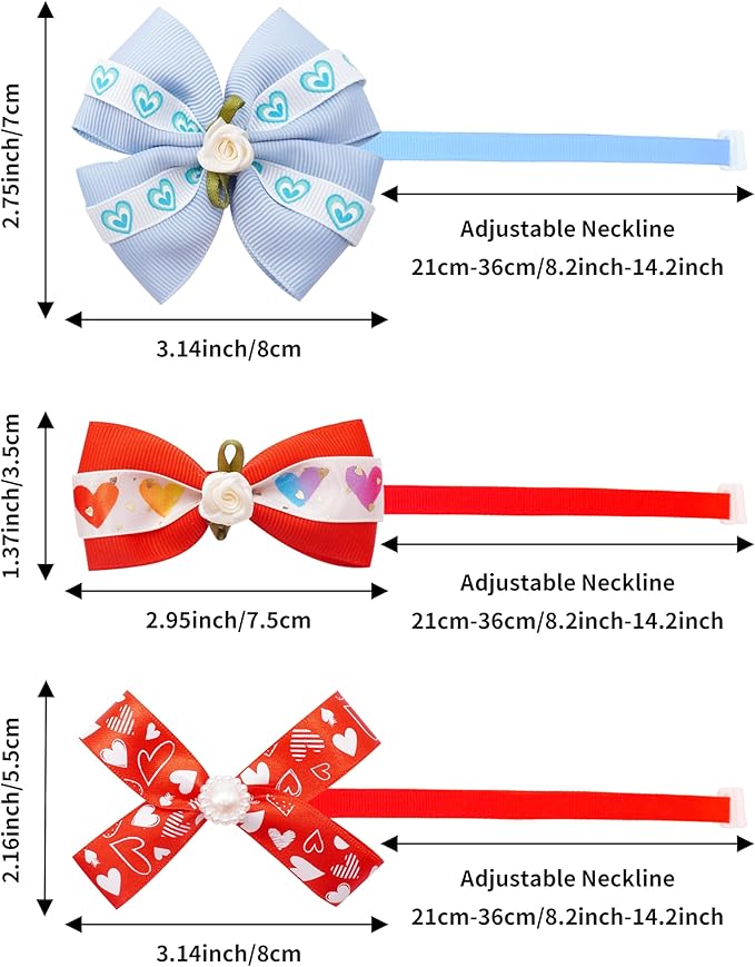 PET SHOW 50 Pack Valentines Day Adjustable Puppy Cats Small Dogs Bow Ties Collar for Holiday Party Bowties Neckties Pet Grooming Accessories Assorted Randomly