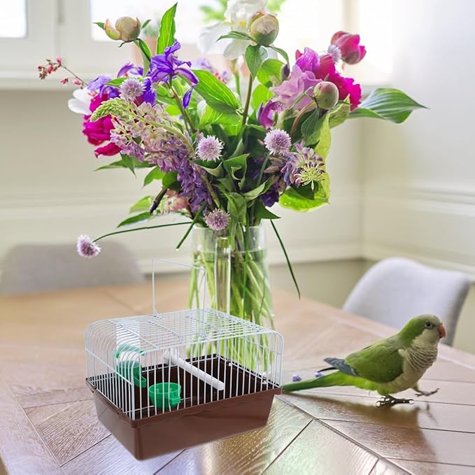 VANZACK Portable Birdcage Parrot Carrying Cage Parrot Bird Carrier Travel Portable Travel for s s for Parakeets s for Cockatiels Coffee Iron