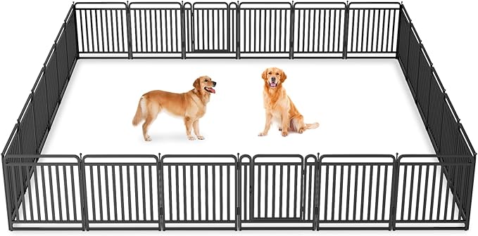 New Thickened Version Dog Playpen, 32 Inch Dog Fences for The Yard, Portable Outdoor Dog Playpen for Large/Medium/Small Dogs, Foldable Metal Dog playpen, with Doors (24 Panels, 32 Inch)