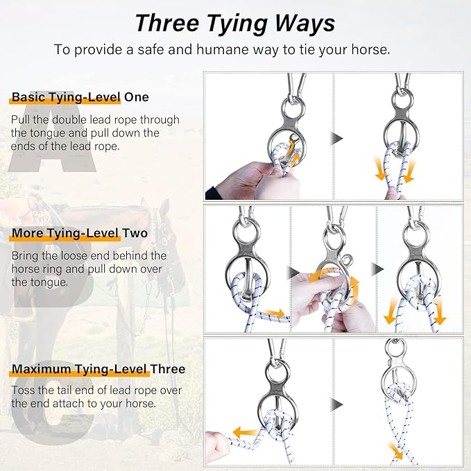 Horse Tie Ring, Horse tack and Supplies, Safe Horse Accessories,Horse Training Equipment with Eye Bolt,Quick snap,Humane Way Tie Ring,Prevent Horses from Pulling Back,Durable Steel，3 Pakcs