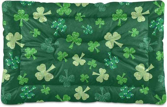 St. Patrick's Stripes Shamrock Pet Bed Cute Dog Bed Mat Absorbing Non Slip Pad Pet Sleeping Mat for Small, Medium, and Large Dogs Puppy Cat 24 in x 18 in