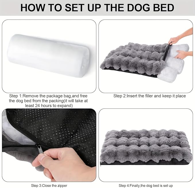 Dog Beds for Extra Large Dogs, Soft Plush Faux Fur Fluffy Dog Mat with Removable Washable Cover & Anti-Slip Bottom, Machine Washable (X-Large)