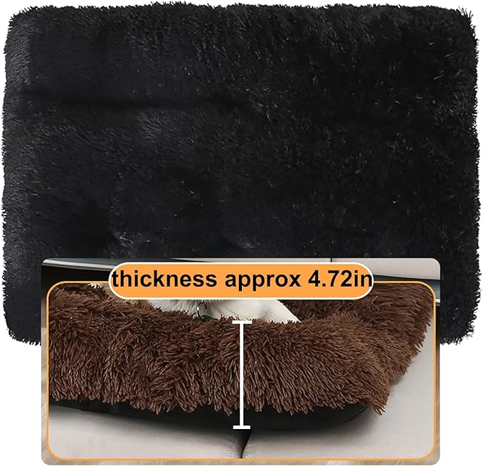 Dog Crate Mat, Dog Bed for Large Dogs, Comfy Fluffy Kennel Pad Anti-Slip for Dog beds & Furniture, Quilted Dog Bed for Pets for Medium/Small Dogs Cats (Color : Black, Size : 20x14.9)