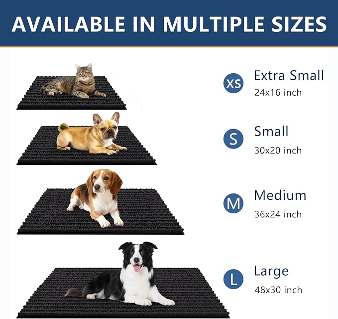 Smiry Dog Door Mat for Muddy Paws 40x32, Absorbent Dirt Trapper, Non-Slip