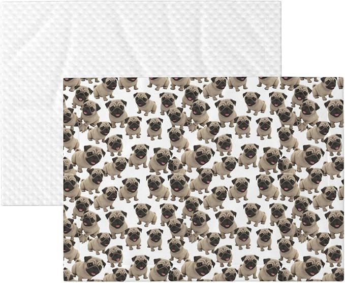 Reversible Plush Dot Pet Blanket for Dogs and Cats, Cute Pug Dog, Ultra Soft Two Sided Design with Warm Fuzzy Side and Smooth Side for Comfort