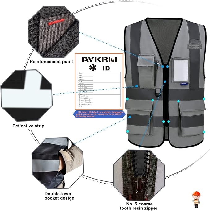 A-SAFETY High Visibility Reflective Safety Vest Customize Logo (XS-8XL)