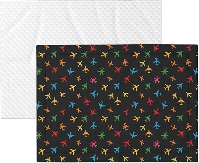 Double Sided Plush Pet Blanket with Cozy Dot Texture and Smooth Reverse, Colorful Aircraft Airplane Black, Reversible Throw for Dogs Cats on Couches Beds Crates