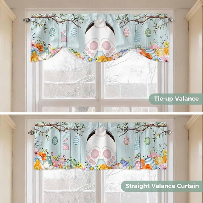 Easter Bunny Tie Up Valance Curtains