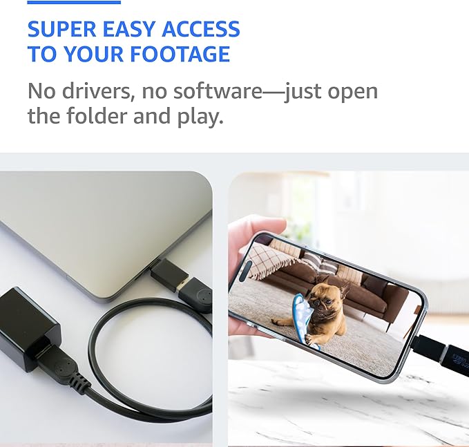 ALPHA TECH Indoor Camera with 160° Wide Angle, Plug in Offline Camera, No WiFi or App, Local SD Storage for Home Use