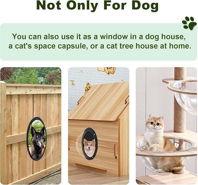 2 Pack Dog Fence Window,12.4 in Acrylic Clear Pet Dome View Playground Doggie Wood Fence Window Bubble Peek Window for Dog and Cats Deep 4.7 Inch(XL)