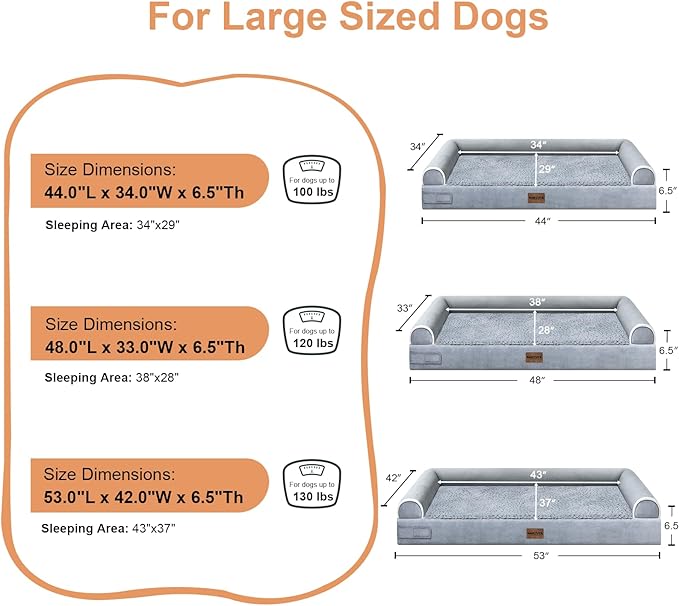 Large Dog Bed Orthopedic Washable: Extra Large Sized Beds for Jumbo Dogs Egg Crate Foam Sofa Couch Waterproof Removable Cover
