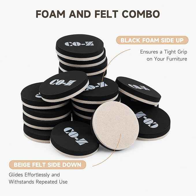 CO-Z 24pcs Felt Furniture Sliders
