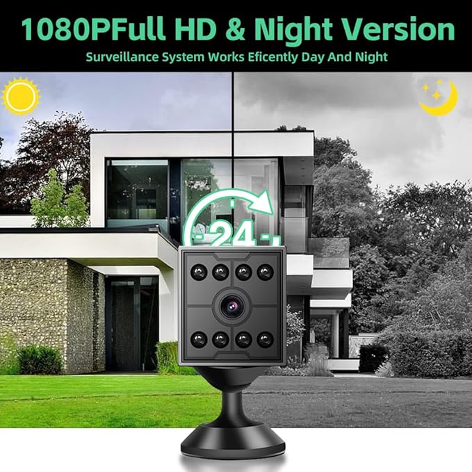3T6B Mini Home Security Camera, 1080P HD Hidden Spy Camera with Night Vision & Motion Detection, Phone App Alerts for Indoor/Outdoor Wireless Surveillance, Baby, Pet, Car (Without SD Card)