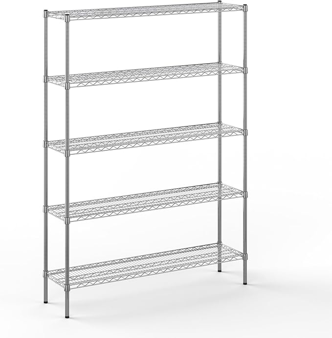 14" Deep x 54" Wide x 74" Height Wire Shelving Kit | 5-Tier | NSF Commercial Storage Rack Unit