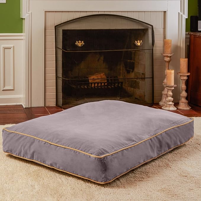South Pine Porch Buddy Reversible Rectangle Pillow Style Microfiber Dog Bed with Removable, Machine-Washable Cover, Smoke, Large (48 in. x 36 in.)