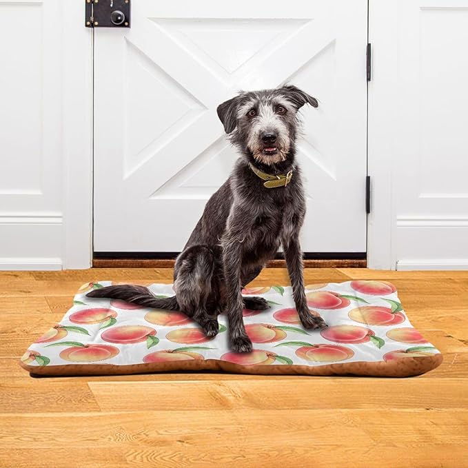 Emelivor Pink Peaches White Dog Cat Bed Washable Crate Pet Bed Anti-Slip Comfortable Durable Dog Crate Bed for Indoor Small Medium Large Dogs Cats, 24x18in