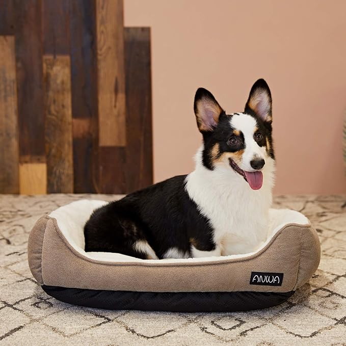 Durable Square Dog Bed - Machine Washable, Comfortable for Small & Medium Puppies