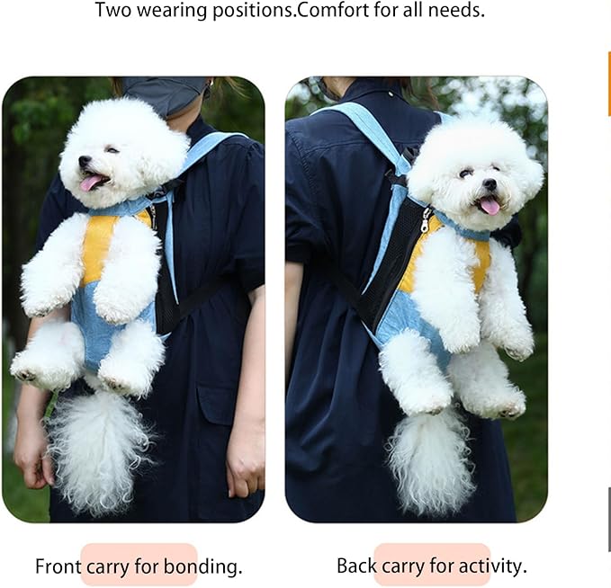 Lightweight Pet Backpack Carrier for Small Dogs & Cats - Easy-Fit Adjustable Straps, Basic Legs-Out Design, Durable for Daily Use (Fits Pets Under 15lb) (Red-White Color-Blocked, Large)