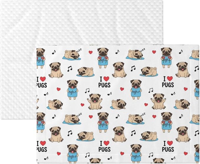 Two Sided Pet Cuddler Blanket for Anxiety Calming, Cute French Bulldog with Hearts, Reversible Plush Design with Bubble Dot Pattern Provides Familiar Surface Anywhere