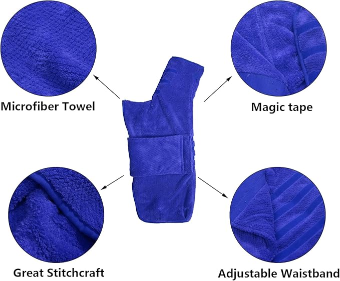 Geyecete Pineapple Grid Fast Drying Super Absorbent Dog Cat Bath Robe Towel - Blue, XL
