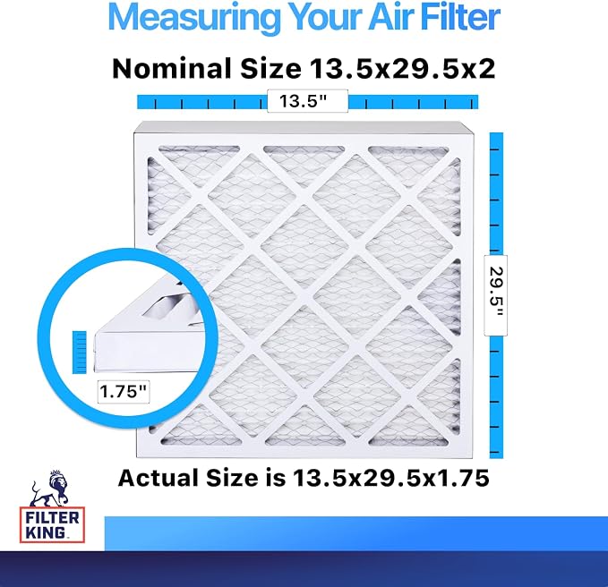 Filter King 13.5x29.5x2 Air Filter | 5-PACK | MERV 8 HVAC Pleated A/C Furnace
