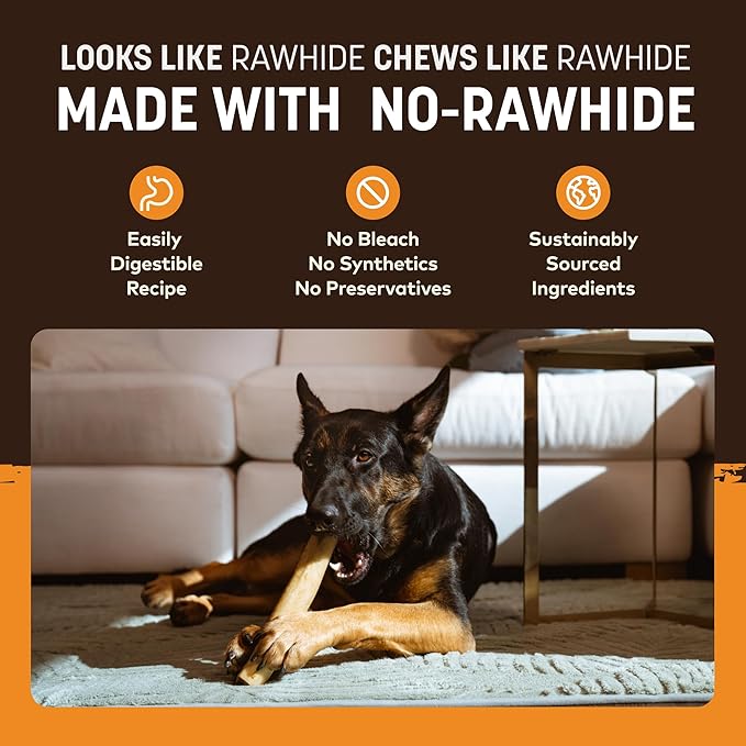 Earth Animal No Hide Chews - Long Lasting Rawhide Free Large Dog Chews Rolls, Chicken - 2 Count