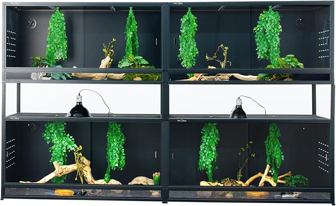 Stackable Space Efficient Reptile Enclosure 44"x20"x20", Reptile Tank 4 Packs for Bearded Dragon and Ball Python, Expandable Snake Terrarium with Front Opening, Combination Lock