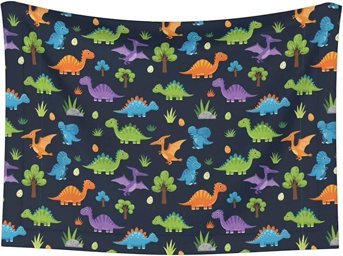 Dog and Cat Blanket in One, Cute Colorful Cartoon Dinosaurs, Double Sided Plush Throw with Raised Dot Pattern on One Side and Flat Velvet on Other for Variety