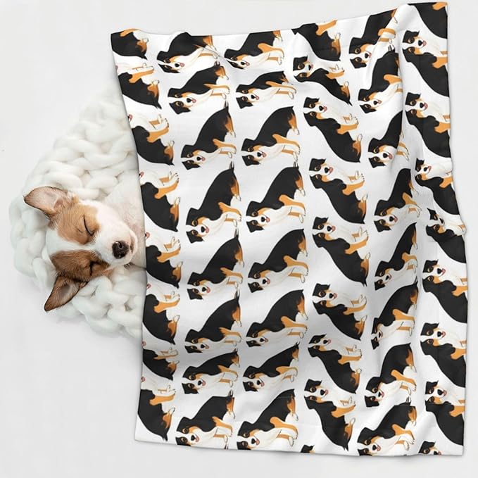 Reversible Pet Blanket for Sofa Protection Pet Comfort, Australian Shepherds Dogs, Double Sided Design with Cozy Nubby Nap Side and Durable Smooth Play Side