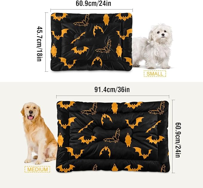 Pet Bed Halloween Bats Dog Bed Mat Absorbing Non Slip Pad Pet Sleeping Mat for Small, Medium, and Large Dogs Puppy Cat 36 in x 24 in