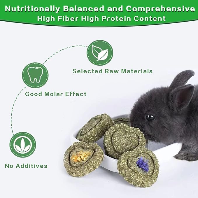Rabbit Chew Toys for Teeth, 18PCS Natural Timothy Hay Chew Toy, Improve Dental Health for Bunny/Chinchilla/Guinea Pig/Hamsters/Holland Lop, Small Rodent Pet Molar Teeth Treats Toys