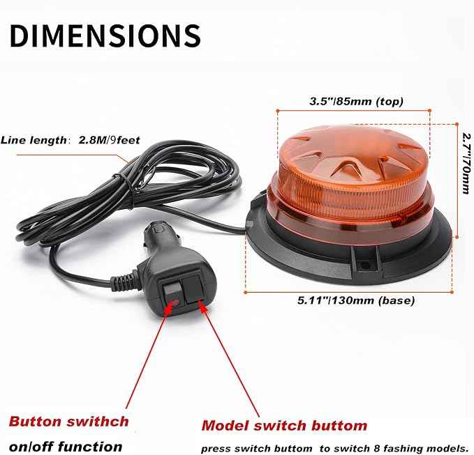 AUXMOTEC Amber Led Emergency Strobe Beacon Lights Bar