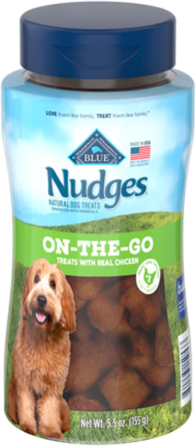 Nudges Blue Buffalo On The Go Dog Treats, Made in The USA with Natural Ingredients, Chicken, 5.5-oz. Bag