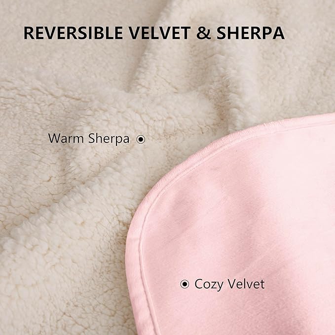 Waterproof Blanket for Couch, Leak Proof Dog Bed Sherpa Throw Blankets Reversible Pet Sofa Furniture Protector Machine Washable-50 x60,Pink
