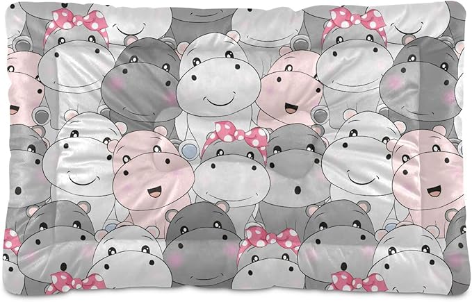 Pet Bed Hippo Cartoon Dog Bed Mat Absorbing Non Slip Pad Pet Sleeping Mat for Small, Medium, and Large Dogs Puppy Cat 36 in x 24 in