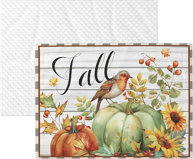 Fall Blanket for Pet - Wood Throw Blanket 30x20 Pumpkin Birds Sunflowers Couch Blankets for Puppy Dogs Cats