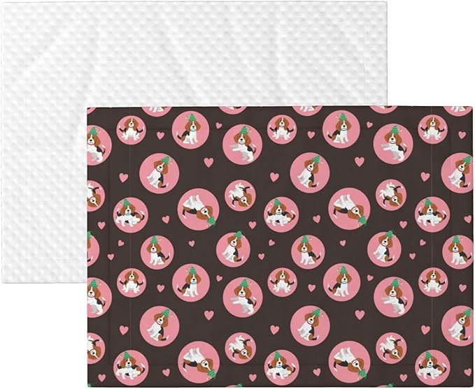 Reversible Pet Blanket for Easy Cleaning Maintenance, Cute Puppy with Hearts, Double Sided Plush Dot Design Means Double Use Between Washes for Convenience