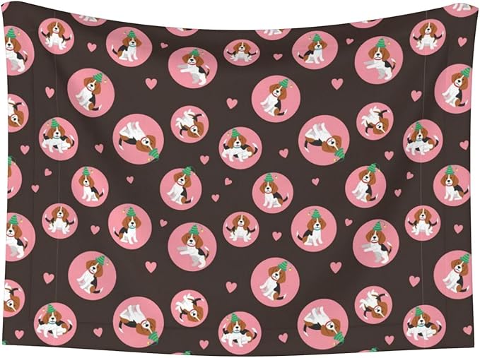 Reversible Pet Blanket for Easy Cleaning Maintenance, Cute Puppy with Hearts, Double Sided Plush Dot Design Means Double Use Between Washes for Convenience