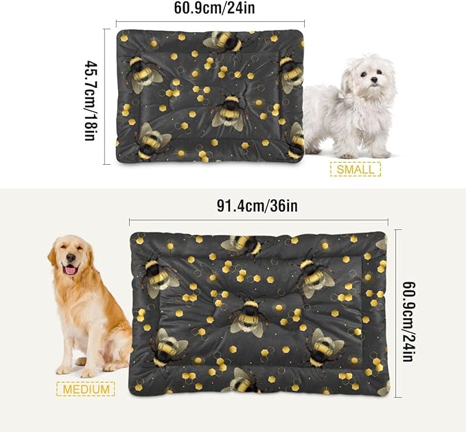 Yellow Bee Gold Pet Bed Cute Dog Bed Mat Absorbing Non Slip Pad Pet Sleeping Mat for Small, Medium, and Large Dogs Puppy Cat 24 in x 18 in