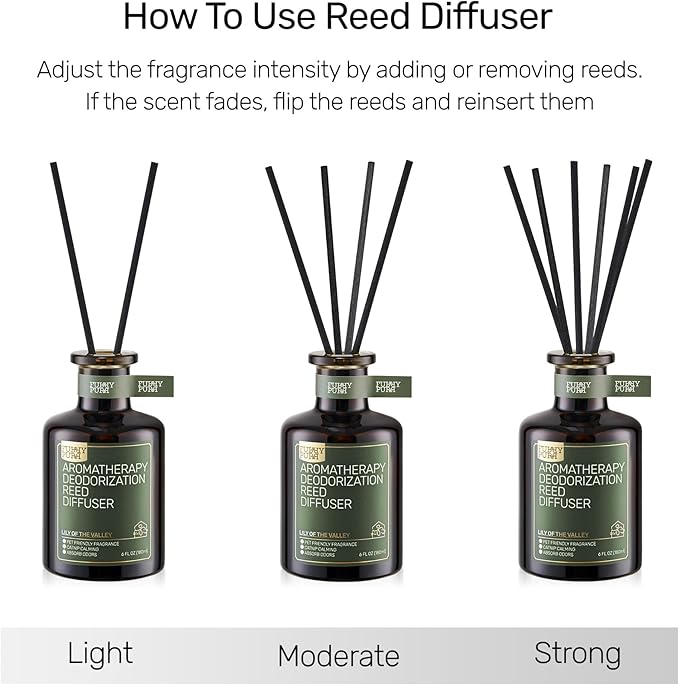 Reed Diffuser for Pet Odor Elimination, Lily of The Valley, Non-Toxic & Pet-Friendly Air Freshening, 6 Oz