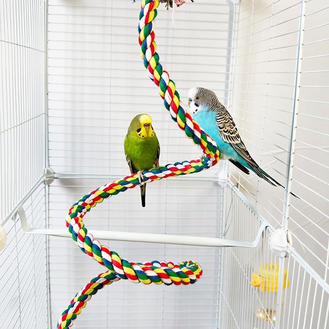 Bird Perch,Bird Rope Perch & Birds Swing Set,Bird perches for cage,Rope Perch for Conures,Parrots,Cockatiel,Lovebird,Budgerigar,Parakeet perches for cage