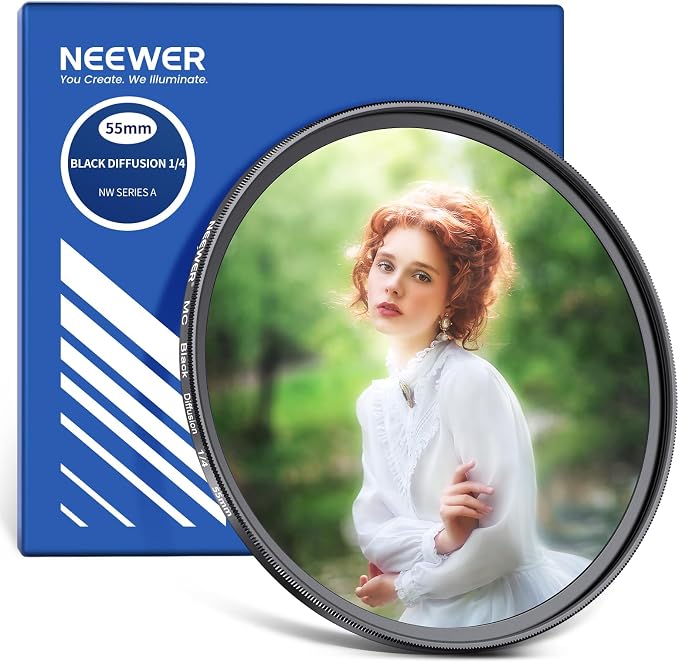 NEEWER 55mm Black Diffusion 1/4 Filter Dreamy Soft Cinematic Effect Filter