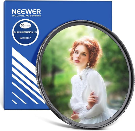 NEEWER 55mm Black Diffusion 1/4 Filter Dreamy Soft Cinematic Effect Filter