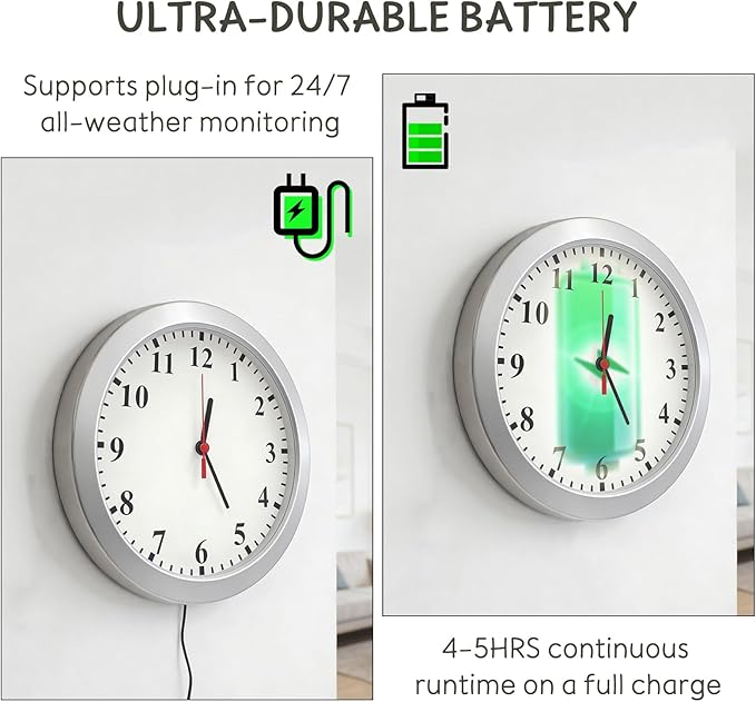 Wireless Hidden Camera Nanny Cam Clock 1080P FHD Hidden Spy Cameras for Home Real-Time View Motion Detection WiFi Wall Clock Security Camera Indoor No Audio