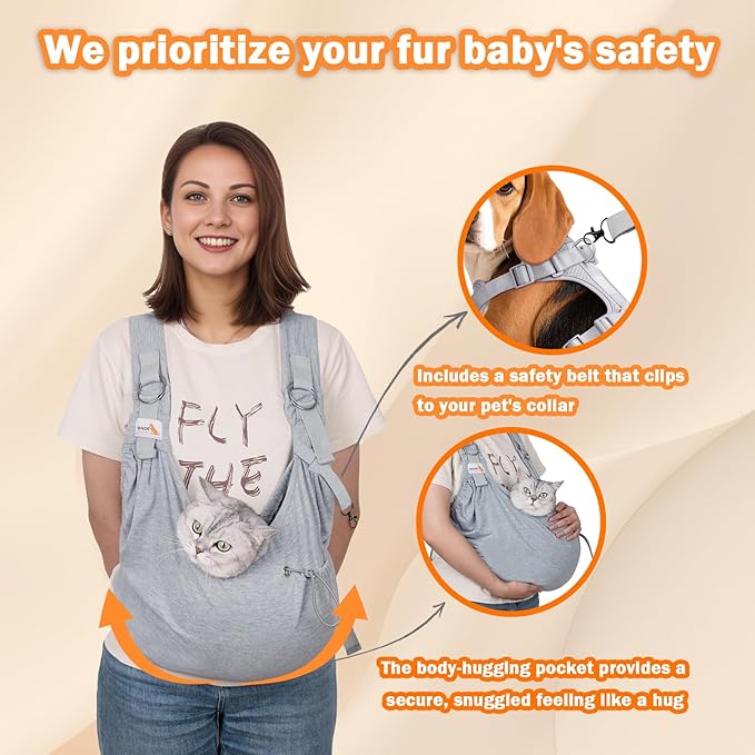 Dog Sling Carriers for Small Dogs,Carrier Sling for Cats and Pupp, Carrying Wrap Front Backpack Cat Sling,Adjustable Chest Pet Sling